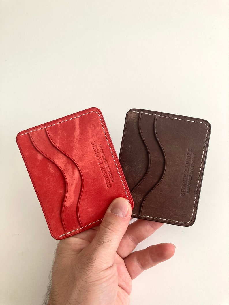Card Holder Small Wallet Slim Bifold Vegetable Tanned Gift for Etsy