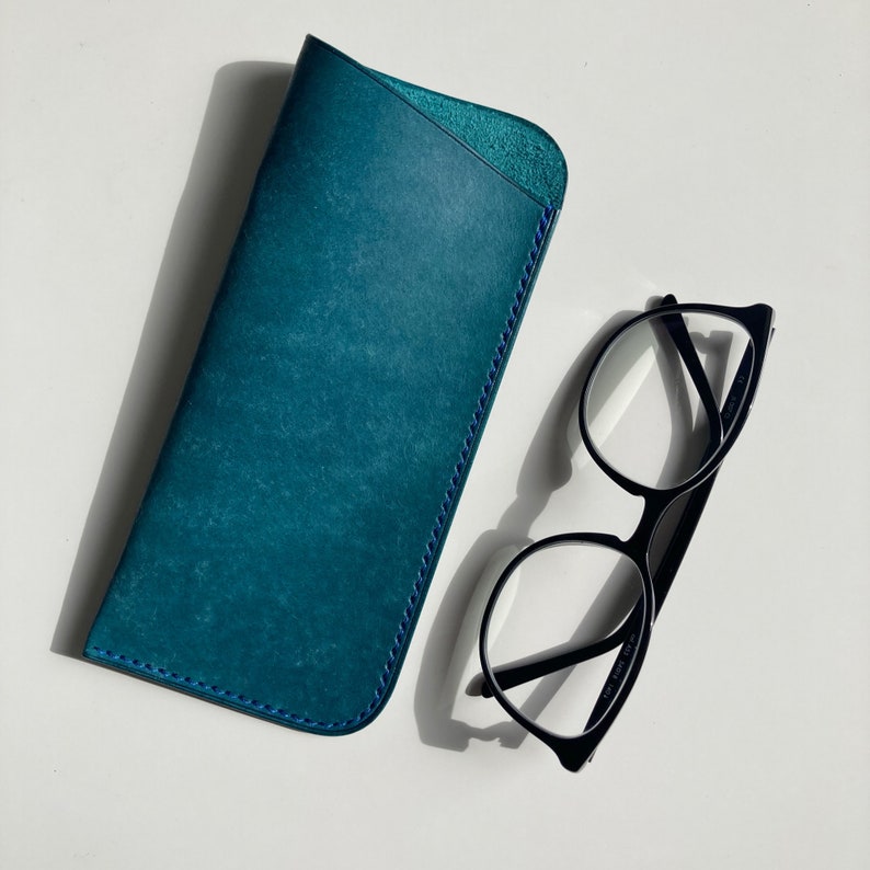 Sunglasses case leather glasses case eyeglasses case glasses case glasses pouch custom soft eyeglasses case Reading glasses case Turquoise Art Maya