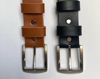 Bruine lederen riem Klassieke zwarte casual handgemaakte plantaardig gelooide lederen cadeau voor vriend cadeau voor papa kerstcadeau gegraveerde riem