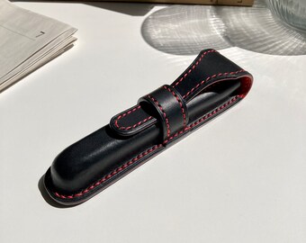 Personalized Italian Leather Pen Case, Handmade Fountain Pen Sleeve, Single Pen Holder, Luxury Gift for Pen Lover