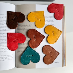 Handmade Italian Genuine Leather Heart Corner Bookmark–Unique Gift for Book Lovers,Premium Quality, Stylish Page Marker,Valentine&#39;s Day Gift