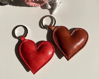 Leather Heart Keyring , Mother's Day Gift, Personalised Leather Keyring Key Chain Gifts for Her and Him, Personalized Gift, Handmade in DE