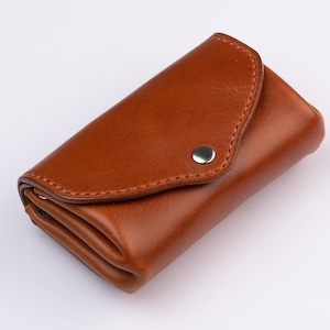 Estuche de monedas Carteras de cuero pequeñas Soporte de tarjeta de crédito de cuero curtido vegetal Regalo de cuero delgado Billetera delgada para la billetera de tarjeta de novio