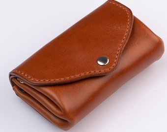 Coin Case Small Leather Wallets Leather Credit Card Holder Vegetable Tanned Leather Leather Gift Slim Wallet Gift for Boyfriend Card Wallet