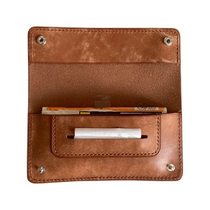 Handmade Leather Tobacco Pouch, Personalized Pouch for Tobacco, Engraved Leather Pouch, Tobacco Rolling Pouch Brown Leather Tobacco Case