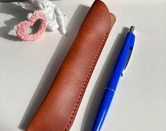 Handmade Italian Leather Pen Sleeve: Personalized Single Pen Pouch