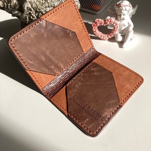 small wallet men leather card holder handmade leather wallet vertical wallet leather card case mens bifold wallet cute wallet image 2