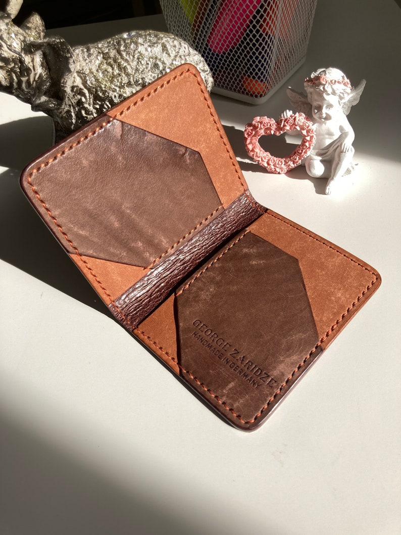 small wallet men leather card holder handmade leather wallet vertical wallet leather card case mens bifold wallet cute wallet image 2