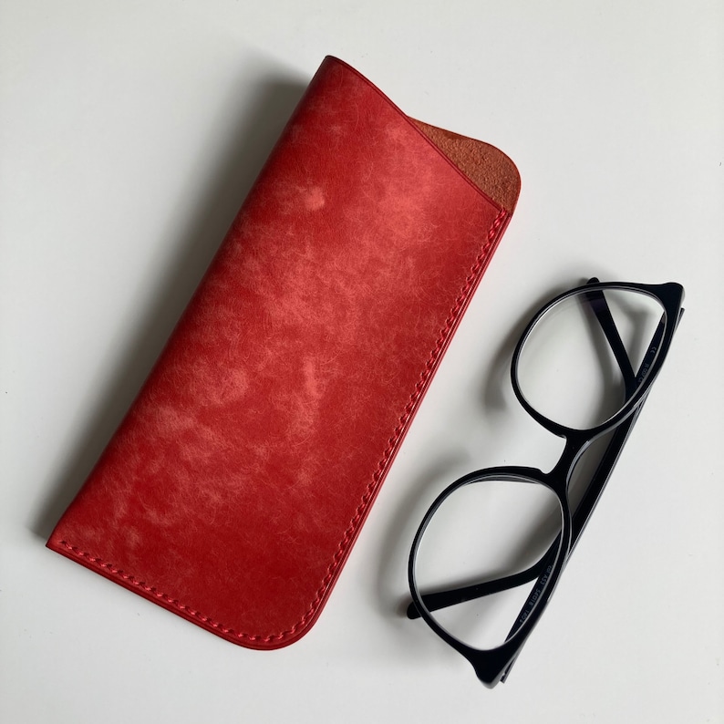 Sunglasses case leather glasses case eyeglasses case glasses case glasses pouch custom soft eyeglasses case Reading glasses case Red Art Maya