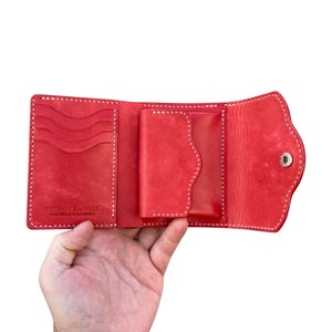 Portafoglio in pelle minimalista Borsa in pelle rossa Portafoglio in pelle da donna Accessori in pelle Regalo di anniversario in pelle Regalo per fidanzata Custodia per carte