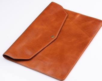 Handmade Caramel Leather Document Folder, A4 Portfolio