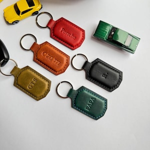 leather key chain | monogram keychain | key ring  | stamped name or initials | personalized husbanad, wife gift | car key chain | car charm