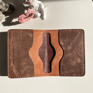 Porta carte in pelle marrone Portafoglio per carte sottile Custodia per carte minimalista personalizzata Portafoglio per carte Regalo di anniversario per uomini Porta biglietti da visita