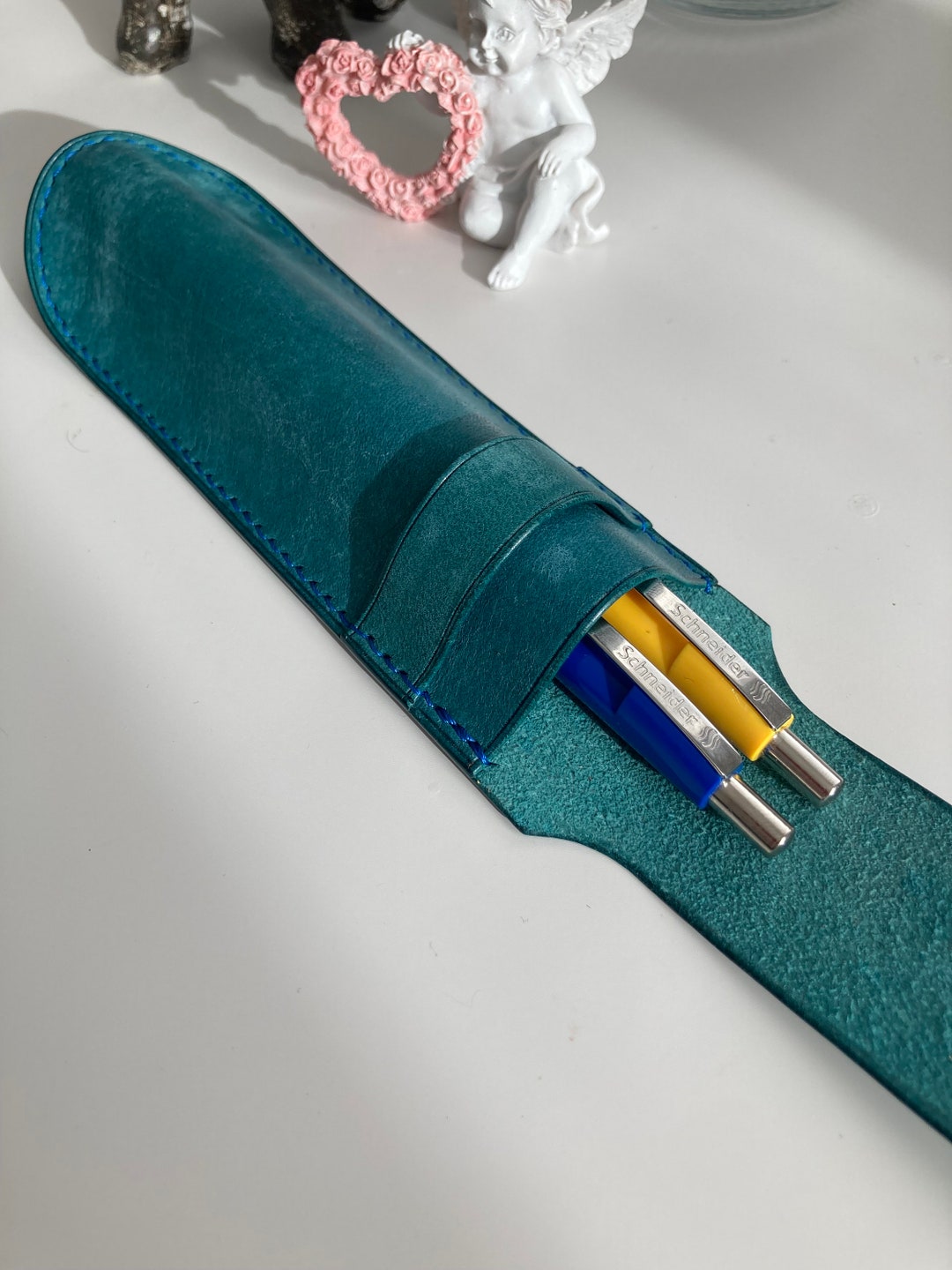 Leather Fountain Pen Case Luxury Pen Case Italian Leather 2 Pen Holder