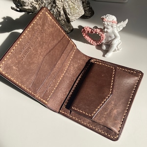Portafoglio da uomo con tasca a gettoni Portafoglio bifold personalizzato Portafoglio a moneta Regalo per lui Portafoglio tascabile a monete Regalo per la festa del papà Regali di Natale
