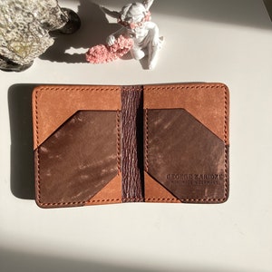 small wallet men leather card holder handmade leather wallet vertical wallet leather card case mens bifold wallet cute wallet image 1