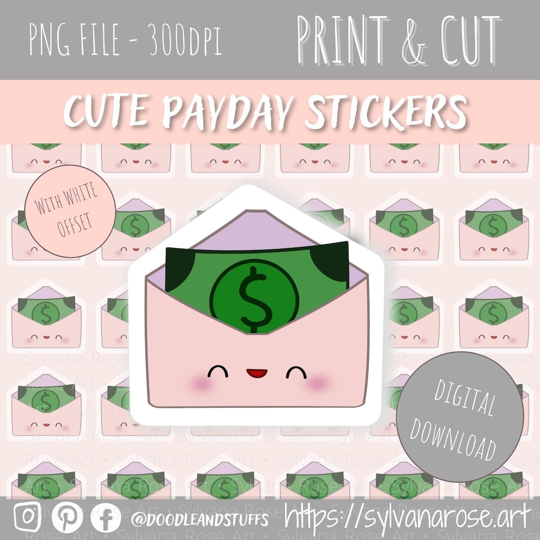 Payday Sticker Printable Cute Paycheck Stickers Printable Etsy