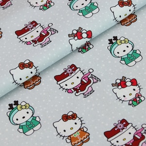 Hello Kitty Fabric Fortune Cat Lucky Kitty Fabric Cotton Cartoon Fabric Sewing Fabric Animation Fabric By the Half Yard
