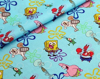 SpongeBob SquarePants Fabric SpongeBob Patrick  Fabric Cotton Cartoon Fabric Sewing Fabric Animation Fabric By the Half Yard