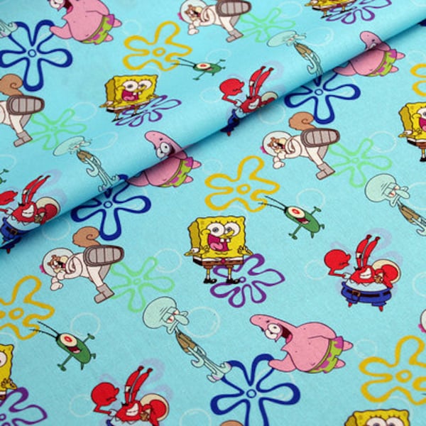 SpongeBob SquarePants Tissu Bob l’éponge Patrick Tissu Coton Dessin animé Tissu Couture Tissu Animation Tissu Par la demi-cour