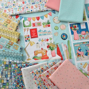 Tailor Fabric Sewing Theme Fabric Sewing Room Fabric Cartoon Fabric 100% Cotton Fabric By The Half Yard