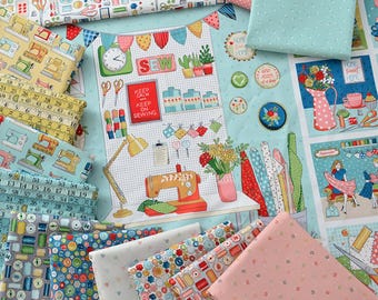 Tailor Fabric Sewing Theme Fabric Sewing Room Fabric Cartoon Fabric 100% Cotton Fabric By The Half Yard