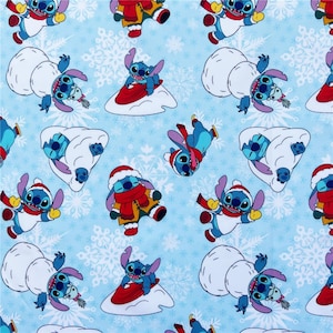 Disney Stitch Stoff Blau Koala Stoff Gestickter Stoff Cartoon Baumwollstoff Meterware