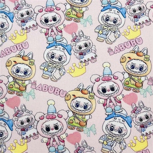Labubu Fabric Cotton Cartoon Fabric Animation Fabric By the Half Yard