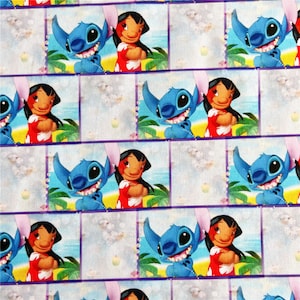 Lilo & Stitch Tkanina Niebieska Koala Tkanina Bawełniana Tkanina z Kreskówek Tkanina Animowana Na Pół Jardu
