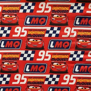 Cars Fabric Lightning McQueen Fabric Cotton Cartoon Fabric Animation Fabric By the Half Yard