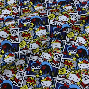Hello Kitty Fabric Fortune Cat Lucky Kitty Fabric Cotton Cartoon Fabric Sewing Fabric Animation Fabric By the Half Yard
