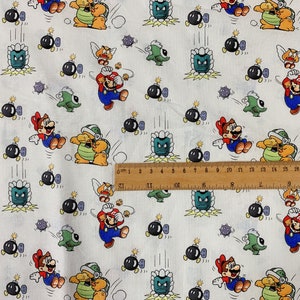 Star Super Mario Fabric Mario Luigi  Fabric Cotton Cartoon Fabric Sewing Fabric Animation Fabric By the Half Yard