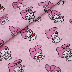 Sanrio My Melody Fabric Cotton Cartoon Fabric Sewing Fabric Animation Fabric By the Half Yard