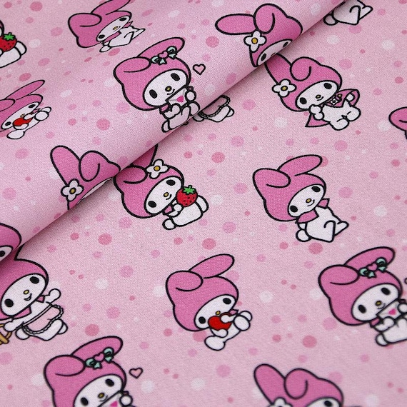 Sanrio My Melody Fabric Cotton Cartoon Fabric Sewing Fabric Animation Fabric By the Half Yard