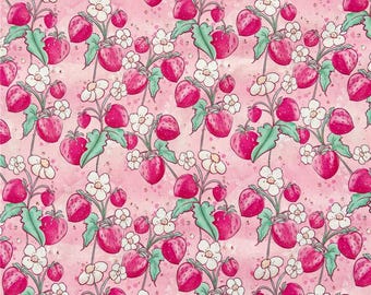 Strawberry Fabric Cotton Cartoon Fabric By the Half Yard