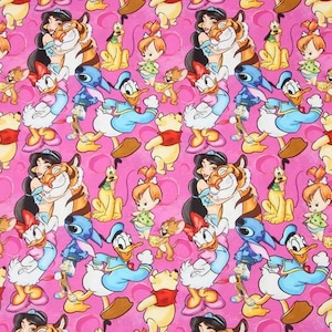 Cartoon Characters Fabric Princess Fabric Stitch Fabric Mickey Minnie Mouse Fabric Cotton Cartoon Fabric Animation Fabric By the Half Yard