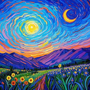 Tela de Van Gogh La noche estrellada (28 × 28 pulgadas) Panel de tela 100 % algodón