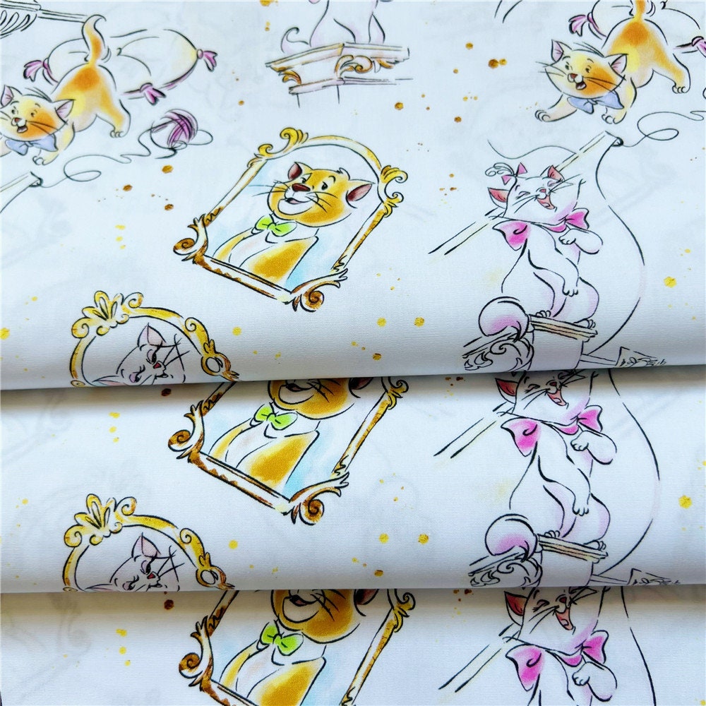 Marie Cat Fabric Cartoon Aristocats Pink White-furred Kitten Fabric ...