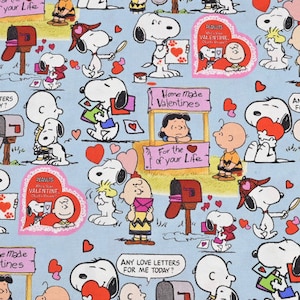 Snoopy Fabric Hearts and Love Fabric WOODSTOCK Charlie Brown Fabric Cotton Cartoon Fabric Sewing Fabric Animation Fabric By the Half Yard