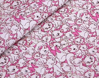 Marie Cat Fabric Cartoon Aristocats Fabric Cotton Cartoon Fabric Sewing Fabric Animation Fabric By the Half Yard