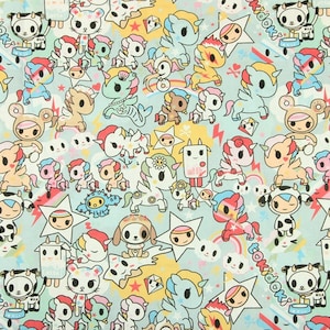 Tokidoki Fabric Unicorn Fabric Cotton Cartoon Fabric Sewing Fabric Animation Fabric By the Half Yard
