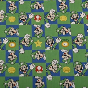 Super Mario Fabric Mario & Luigi Princess Peach King Koopa Fabric Cotton Cartoon Fabric Animation Fabric By the Half Yard