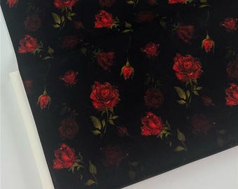 Vintage Rose Fabric Cotton Fabric, By the Half Yard