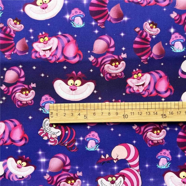 Le Cheshire Cat Fabric Alice au pays des merveilles Tissu Coton Cartoon Tissu d’animation Par la demi-cour