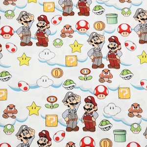 Star Super Mario Fabric Mario & Luigi Princess Peach King Koopa Fabric Cotton Cartoon Fabric Animation Fabric By the Half Yard