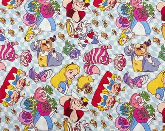 Alice in Wonderland Fabric 100% Cotton Cartoon Fabric Animation Fabric By the Half Yard