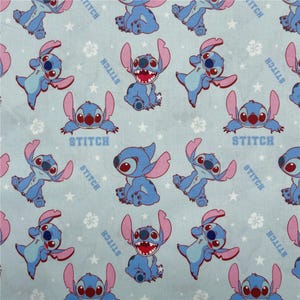 Stitch Fabric Blue Koala Fabric Cotton Cartoon Fabric Animation Fabric By the Half Yard