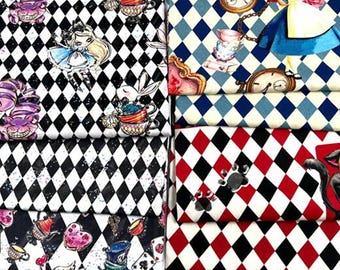Alice in Wonderland Fabric Alice Fabric Cotton Cartoon Fabric Animation Fabric By the Half Yard