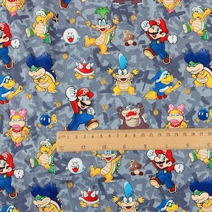Star Super Mario Fabric Mario Luigi  Fabric Cotton Cartoon Fabric Sewing Fabric Animation Fabric By the Half Yard