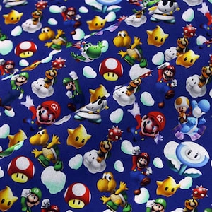 Super Mario Fabric Mario Luigi  Fabric Cotton Cartoon Fabric Sewing Fabric Animation Fabric By the Half Yard